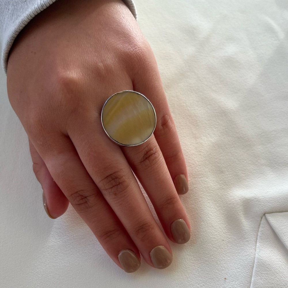 Mother of Pearl and Silver Cocktail Ring